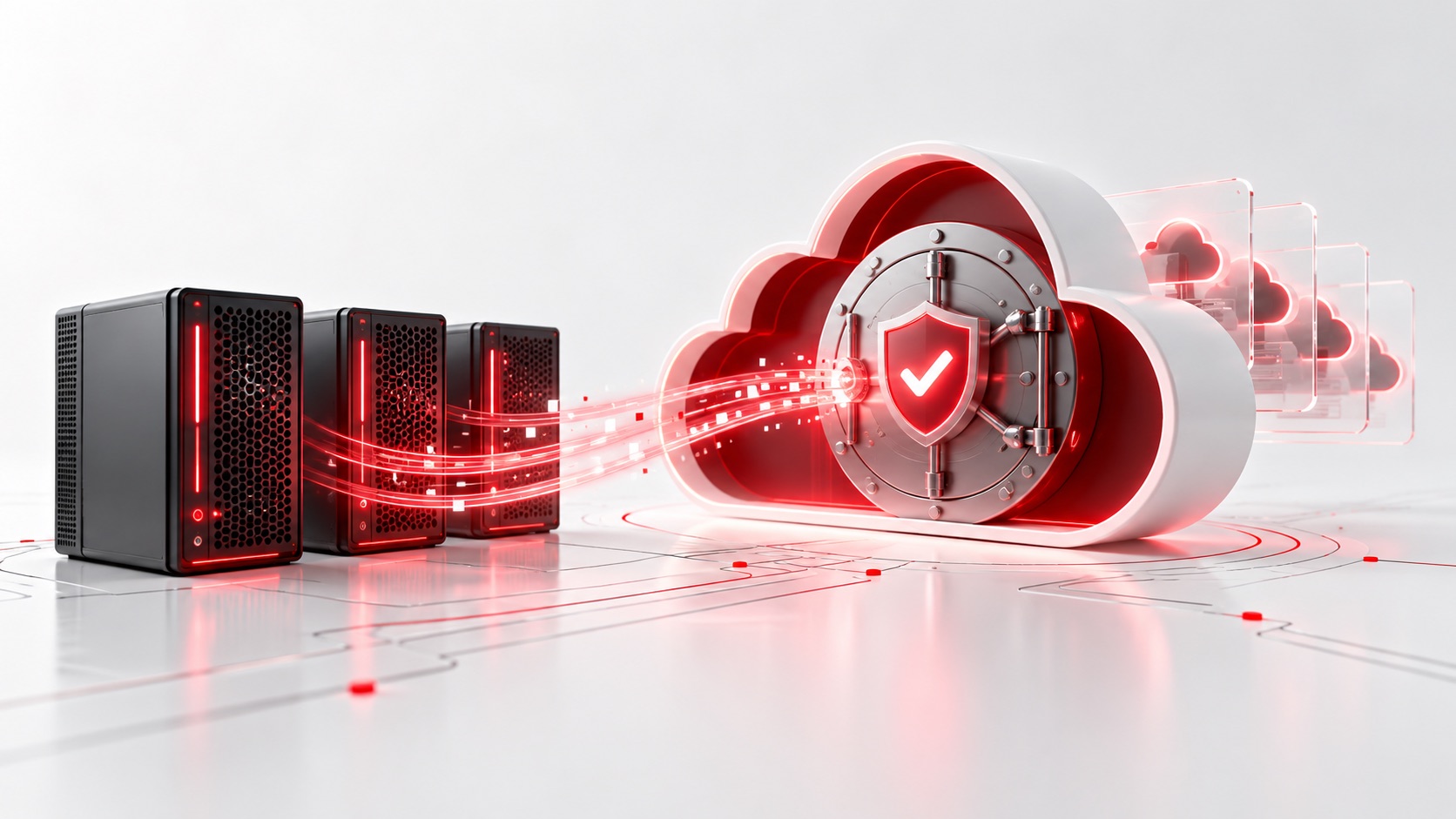 Server werden in einem geschützten Cloud-Speicher gesichert